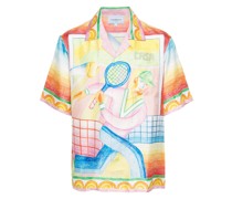 Crayon Tennis Player Seidenhemd