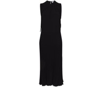 pleated drawstring crepe dress
