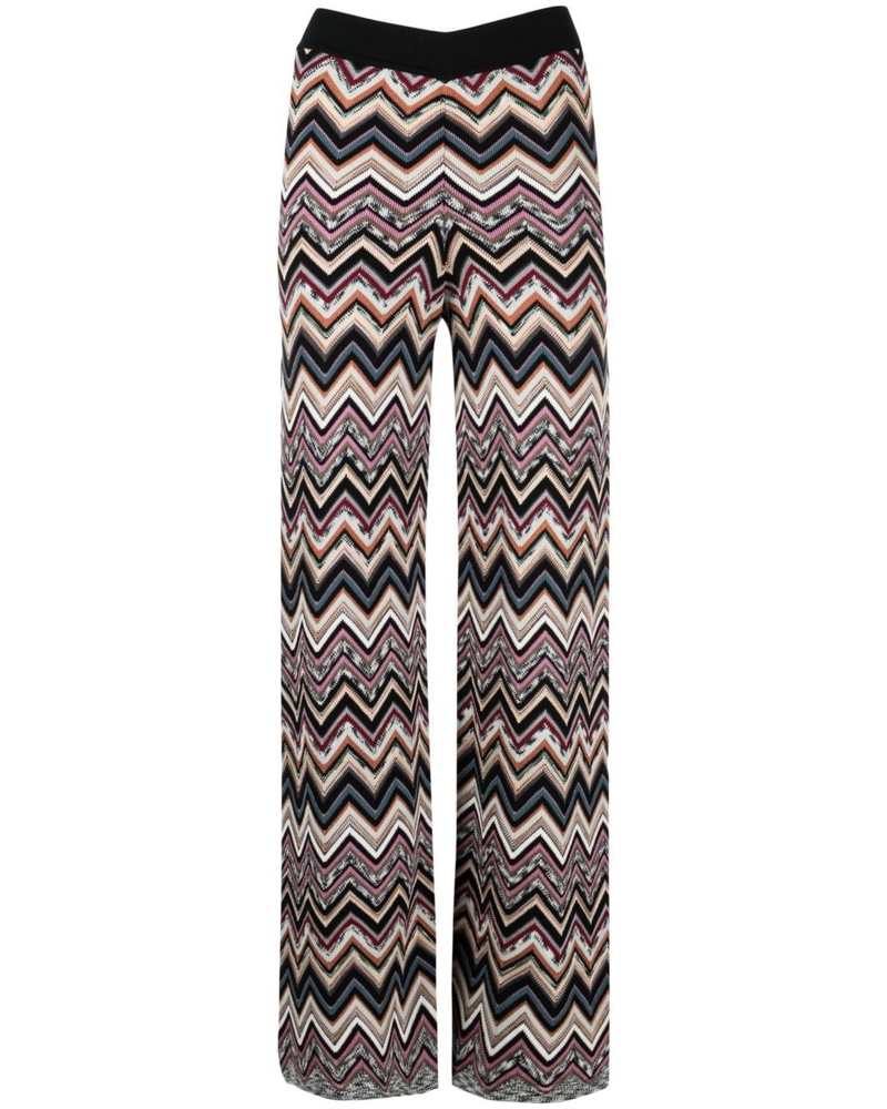 Missoni Damen Weite Strickhose mit Zickzackmuster