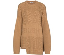 Patchwork-Pullover mit Zopfmuster