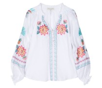 floral-print linen blouse