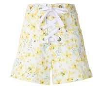 floral-print lace-up fastening shorts