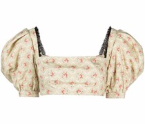 Cropped-Oberteil mit Blumen-Print