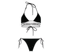 Bandeau-Bikini mit Kristallen