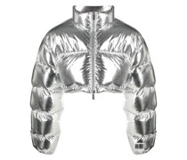 Cropped-Daunenjacke im Metallic-Look