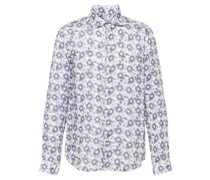 floral-print linen shirt