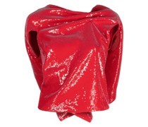 Drapierte Bluse mit Pailletten