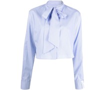 pussy-bow striped cotton blouse