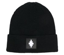 Gerippte Mütze mit Logo-Patch