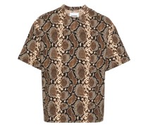 snake-print cotton T-shirt