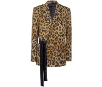side tie-fastening leopard blazer