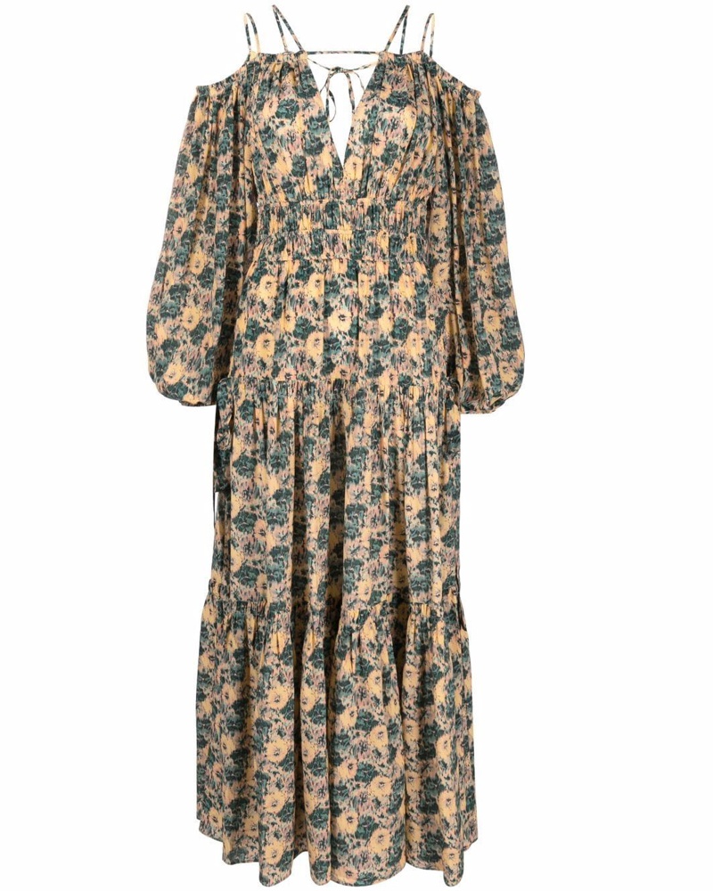 Ulla Johnson Damen Seiden-Maxikleid mit Blumen-Print