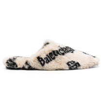 Teddy Mules mit Logo-Print