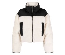 Daunenjacke mit Shearling-Besatz