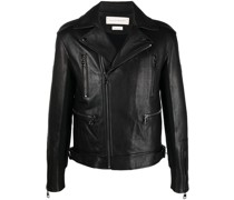 Bikerjacke mit Lederbesatz