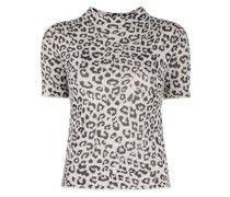 leopard-print short-sleeve top
