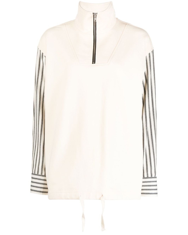 GOEN.J Damen Sweatshirt mit gestreiften Ärmeln