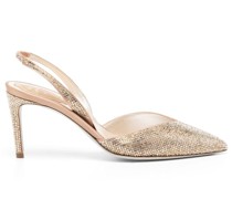 Slingback-Pumps mit Kristallen