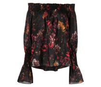 Schulterfreie Bluse mit Blumen-Print
