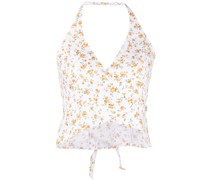 Raven floral-print linen tank top