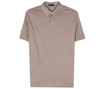 striped linen-blend polo shirt
