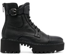 buckle-fastening leather ankle boots