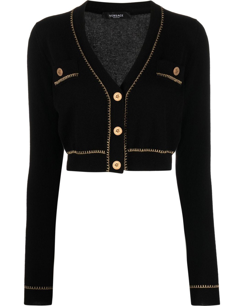 Versace Damen Cropped-Cardigan mit V-Ausschnitt