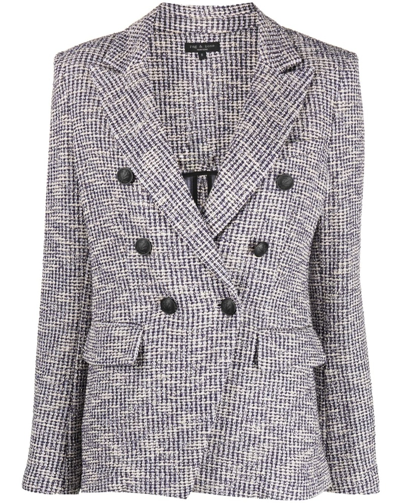 Rag & Bone Damen Doppelreihiger Blazer mit Karomuster