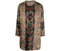 patterned-jacquard single-breasted coat