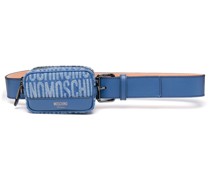 logo-print leather belt