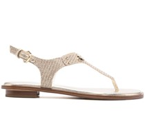 Flache Sandalen mit Logo-Schild