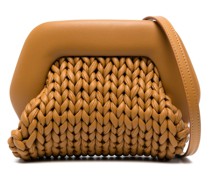 cable knit leather satchel bag