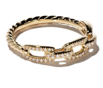 18kt Stax Chain Link Gelbgoldring mit Diamanten