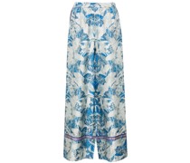 Seidenhose mit Blumen-Print