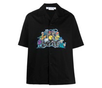 Bowlinghemd mit Graffiti-Print