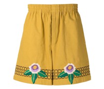 Joggingshorts mit Blumenstickerei