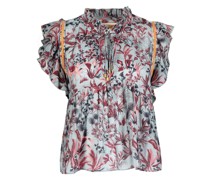 Gerüschte Bluse mit Blumen-Print