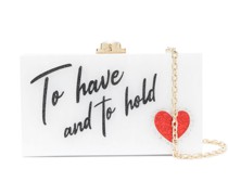 Clutch mit Slogan-Print