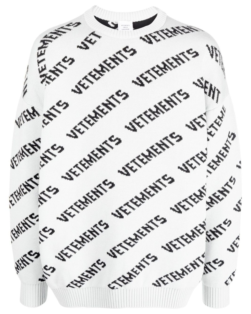 VETEMENTS Damen Merinopullover mit Logo-Print