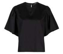 Geraffte Bluse mit Glockenärmeln