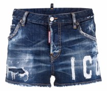 Ausgeblichene Distressed-Jeansshorts