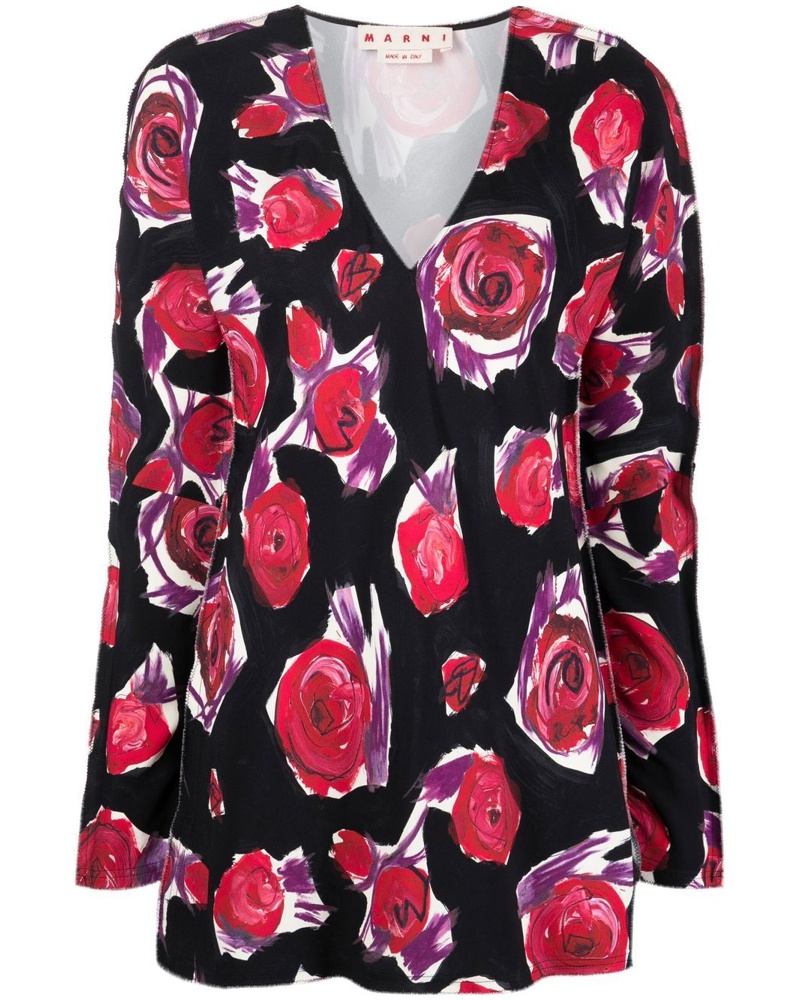 Marni Damen Top mit Rosen-Print