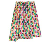 geometric-print asymmetric skirt
