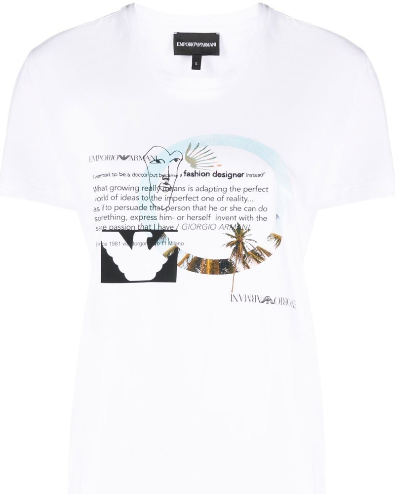 Emporio Armani Damen T-Shirt mit Slogan-Print