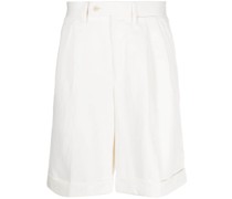 pleat-detailing silk-linen shorts
