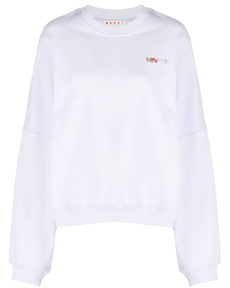 Marni Damen T-Shirt mit Logo-Applikation