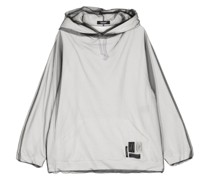 mesh-overlay cotton hoodie