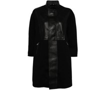 faux leather-trimmed coat