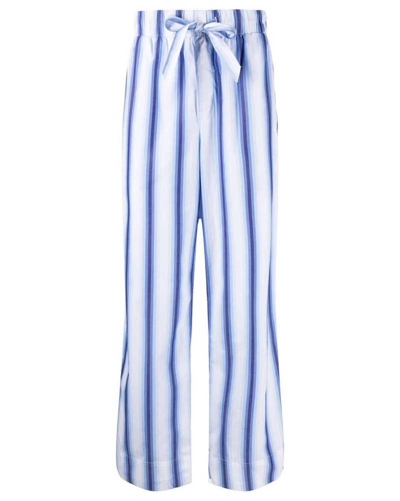 Damen Bekleidung Nachtwäsche Schlafanzüge Tekla Baumwolle Gestreifte Verneuil Pyjamahose in Blau 