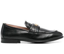 logo-lettering leather loafers